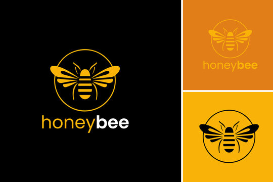 Honey bee logo design centered around the theme of honey bees. This asset is suitable for businesses or organizations related to beekeeping, honey production, or environmental advocacy.