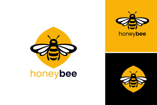 Honey bee logo design centered around the theme of honey bees. This asset is suitable for businesses or organizations related to beekeeping, honey production, or environmental advocacy.