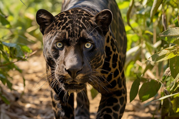 black spotted panther in nature