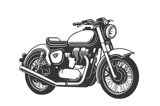 Classic motorcycle vector illustration. Motor bike for logo, biker club emblem, sticker, t shirt design print.