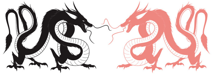 Vector design of two Chinese zodiac dragons for Chinese New Year