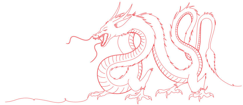 Chinese New Year dragon line art vector design
