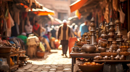 candid shot of a crowded marketplace in Marrakesh