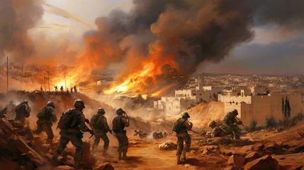 Foto op Canvas war against terror Israeli soldiers attack © Melinda Nagy
