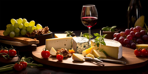 cheese plate and wine - Powered by Adobe