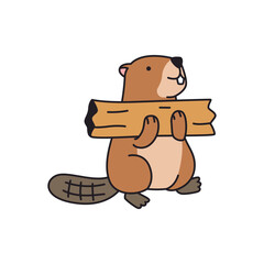Beaver holding a wooden