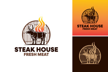 "Steak House Fresh Meat Logo Design" is a graphic asset suitable for restaurants or businesses in the food industry that specialize in serving high-quality, fresh meat dishes.