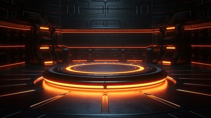 yellow Futuristic Sci-Fi Spaceship Background