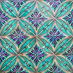 Orientalisches Muster in grün und violett auf andalusischen Keramikfliesen. © Niki Grims