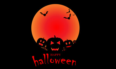 halloween with pumpkin and moon background design