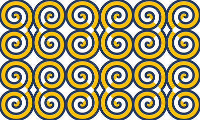Fototapeta premium Fuzzy blue and yellow spin spiral block repeat seamless pattern, design for fabric print or wallpaper 