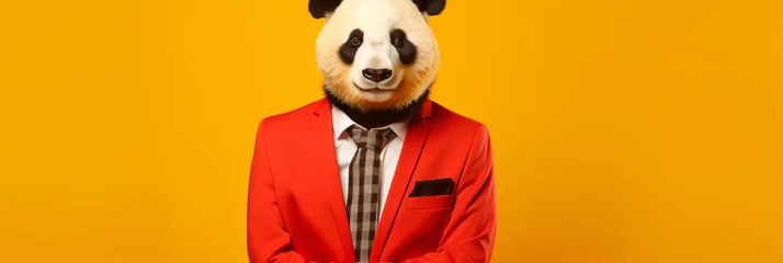 Poster Photo of businessman panda guy with hands in pockets. © iqra