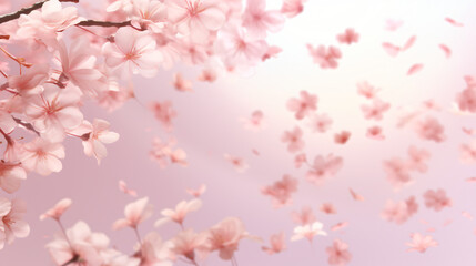 Pink sakura falling petals background.