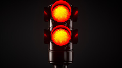 traffic light on red on dark background