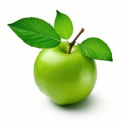 Green Apple with Leaves