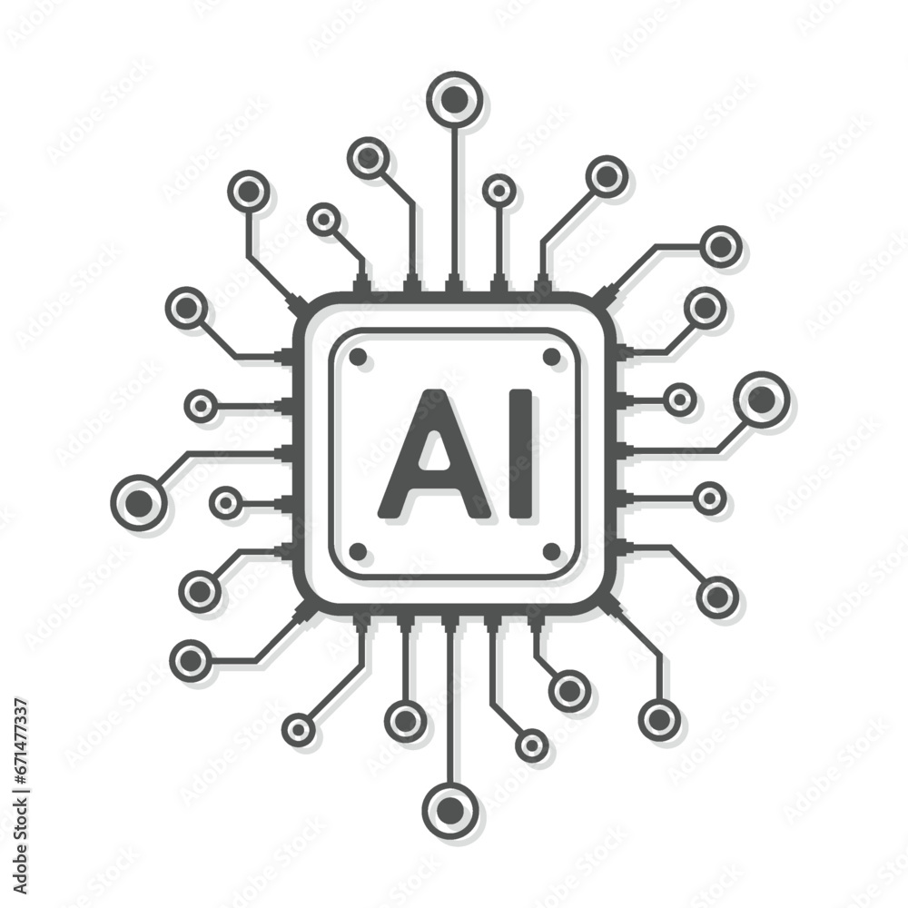 Wall mural artificial intelligence circuit line style. machine learning design. smart network digital technolog