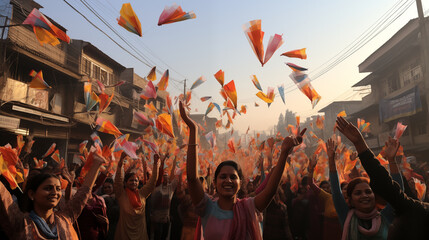 Colorful kites soaring in the sky, a common sight during Lohri festivities