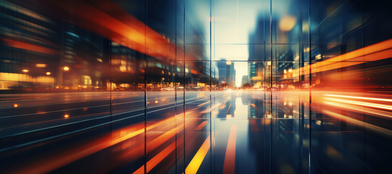 Abstract Background Image with Motion Blur of a Glass Building Facade and Glass Reflections