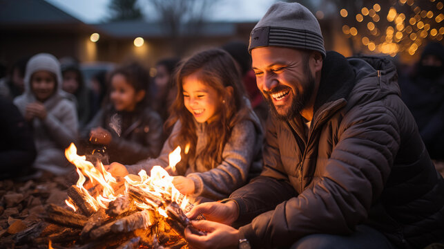 Families gathered around the Lohri bonfire with food, music, and laughter