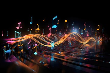 Musical abstract background from notes