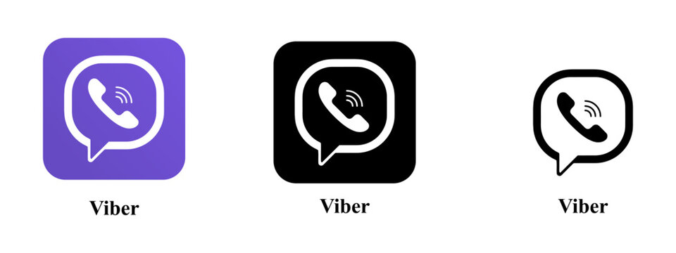 Collection of different Viber icons. Social media logo. Line art and flat style isolated on white background. Vector line icon for business and advertising. Editorial