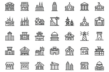 Building Icon set vector illustration. office, university, residential