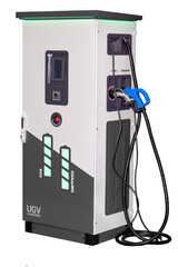 Fast charging station for electric cars. Isolated on a white background. - 671479966