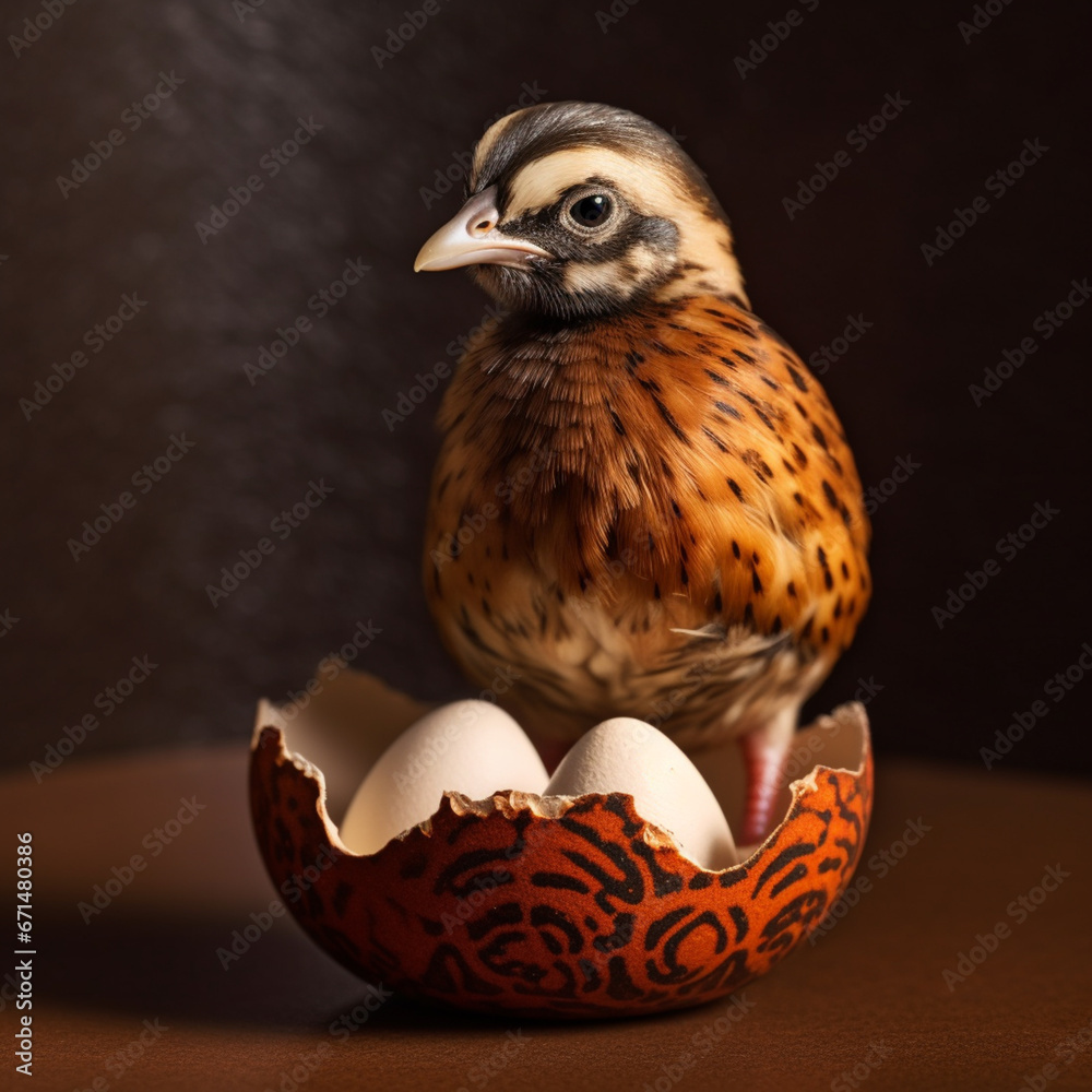 Poster a quail hatch from egg.
