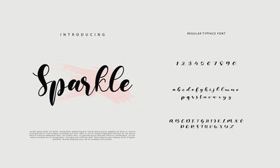 Abstract Calligraphy font alphabet. Minimal modern urban fonts for logo, brand etc. Typography typeface uppercase lowercase and number. vector illustration
