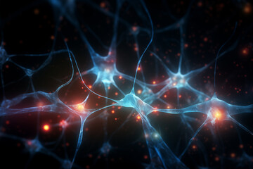 dark background of neural connections with light