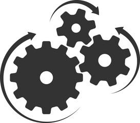 Metal gears and cogs vector. Gear icon flat design. Mechanism wheels logo. Cogwheel concept template.