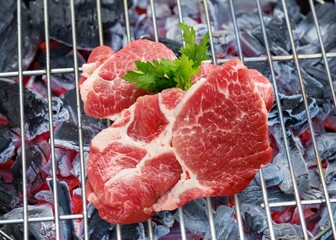 Tasty fresh raw meat steak dish. Restaurant menu