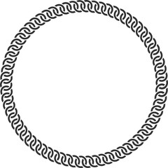 Texture chain round frame. Circle border chains silhouette black and white isolated on background. Chainlet design element.
