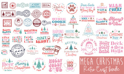 Fototapeta premium Mega Christmas Retro craft Bundle.
