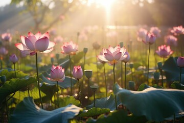 meadows morning lotus flower garden photography