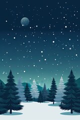 Obraz na płótnie Canvas Beautiful Snowy Christmas Nature Winter Background - Simplistic Flat Illustration Vector Wallpaper - Based Animation Style - Animated Illustration Backdrop created with Generative AI Technology