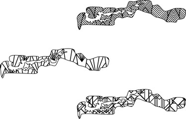 Art Deco retro Gambia map set. Decorative laser cut file