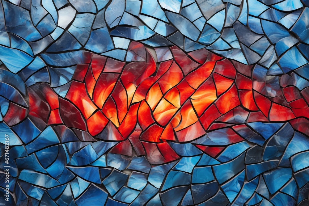 Poster An intricate mosaic of fiery and icy tiles, each representing a different facet of the elemental forces.