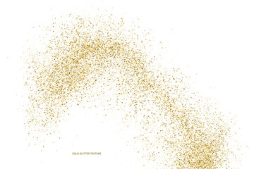 Gold Glitter Vector Texture Isolated On White. Yellow Color Sequins. Golden Explosion Of Confetti. Design Element. Celebratory Illustration Background. 