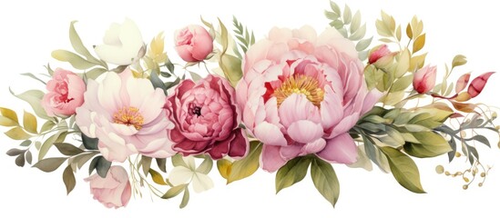 Watercolor flowers specifically roses and peonies showcase exquisite beauty