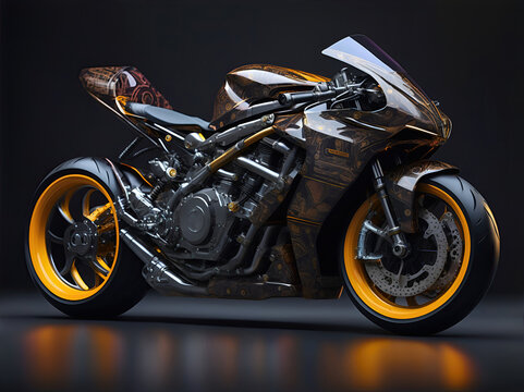 Conceptual design of A custom motorcycle isolated on various background