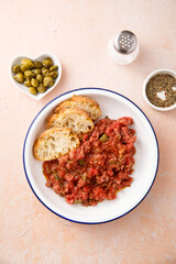 Traditional homemade steak tartare