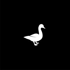  Duck brand logo design element. Duck icon isolated on black background
