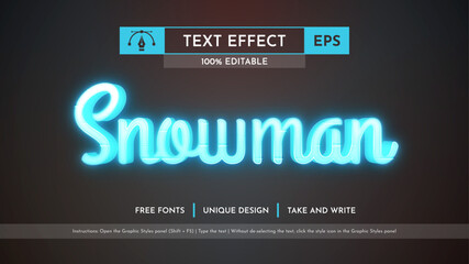 Snowman - Editable Text Effect, Font Style