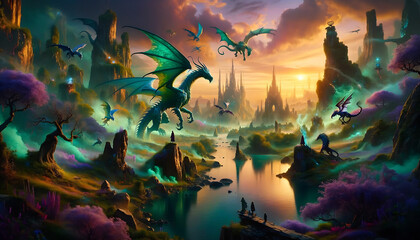 Fototapeta na wymiar landscape with a dragon