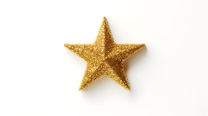 golden big star with glitter sparkle on white background