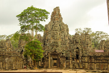 Fototapeta na wymiar Bayon is a well known khmer temple at Angkor in Cambodia
