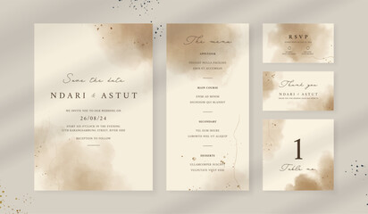 Fototapeta na wymiar Abstract watercolor wedding invitation template. set of wedding stationery. luxury card and poster background.
