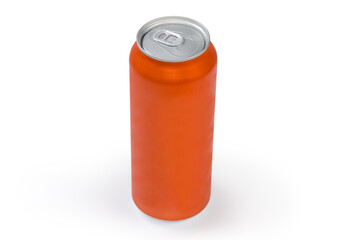 Sealed beverage can orange color on a white background