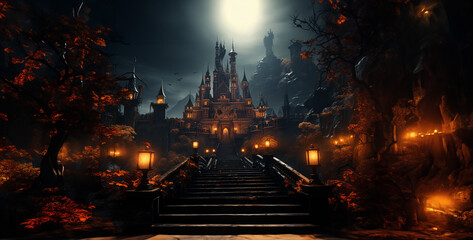 church of the holy sepulchre, Halloween mystery castle ultra-detailed focus realism